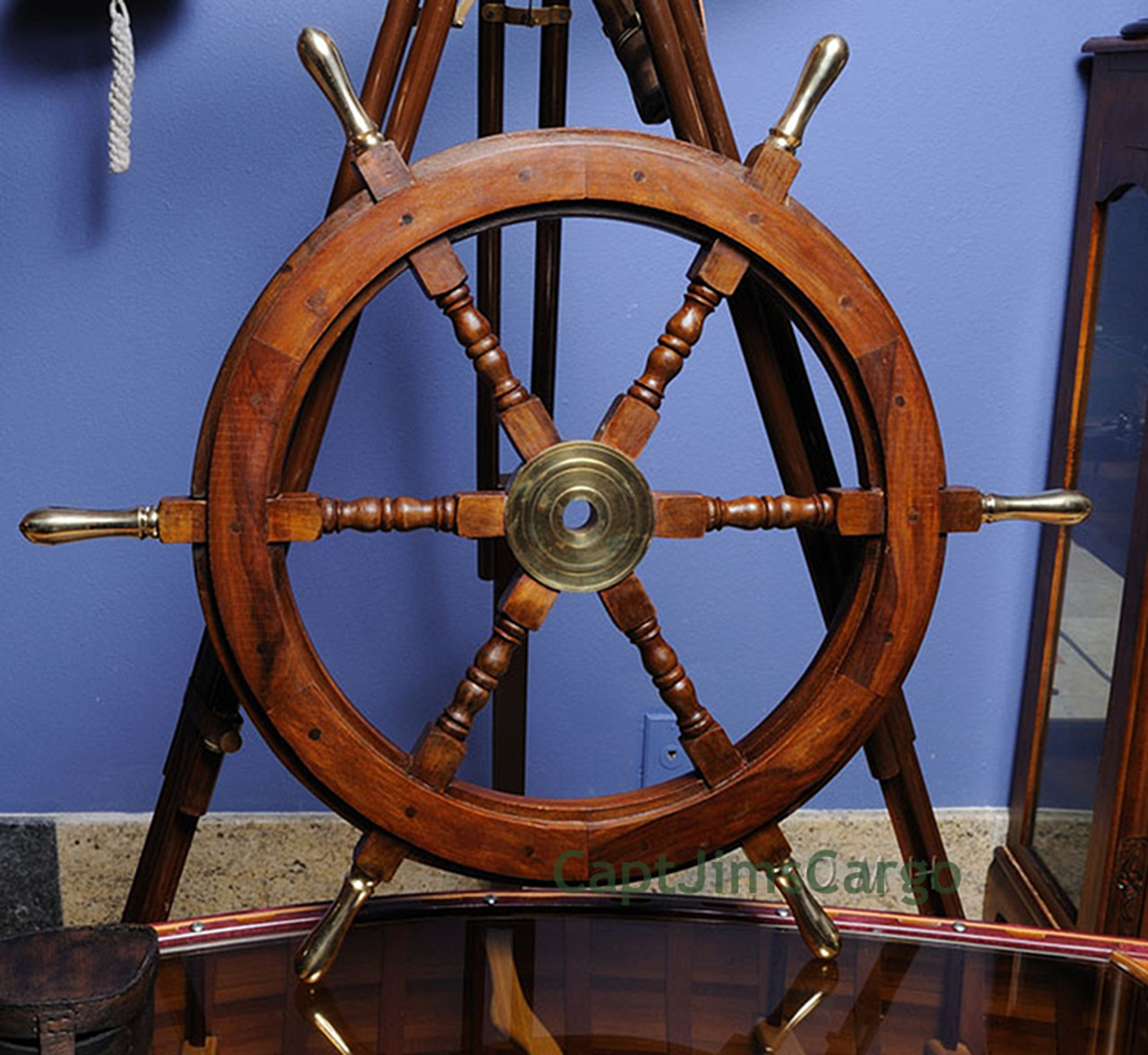 Brass Handles Ship S Steering Wheel 30 Teak Wood Nautical Decor Captjimscargo