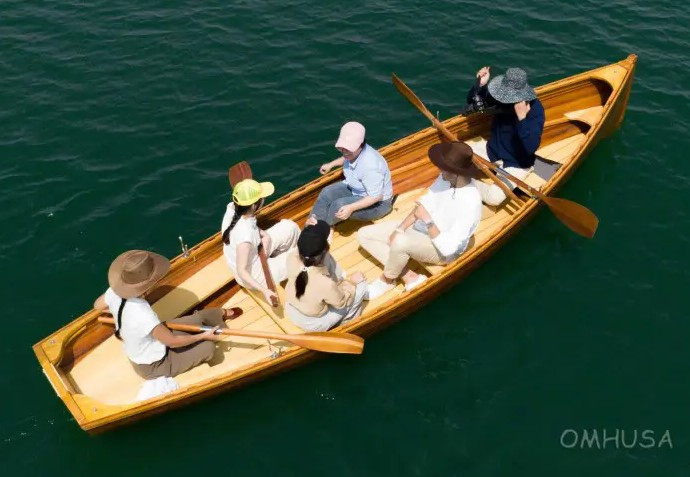 Boston Whitehall Rowboat 17' Cedar Wood Strip Pulling Boat Tender