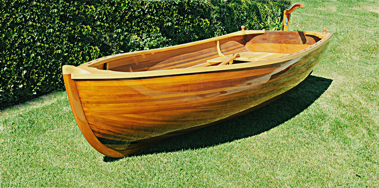 cedar rowboat dingy 9.87' wood strip built gloss finish