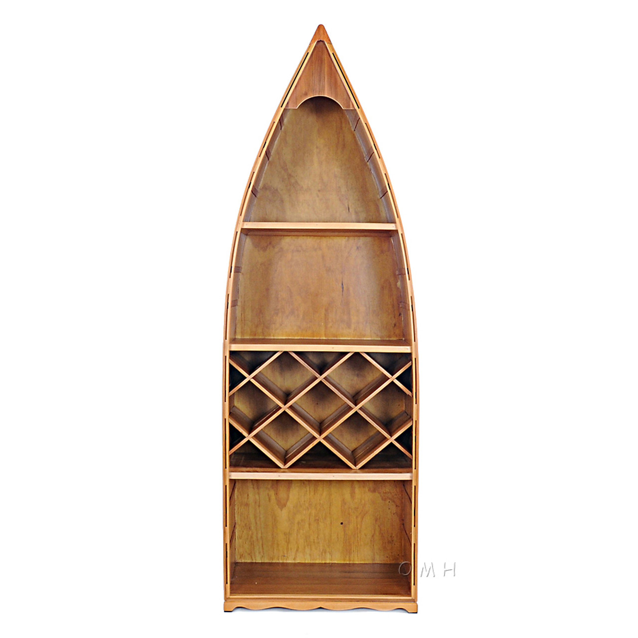 Row Boat Canoe Wine Shelf Bookcase Cedar Wood