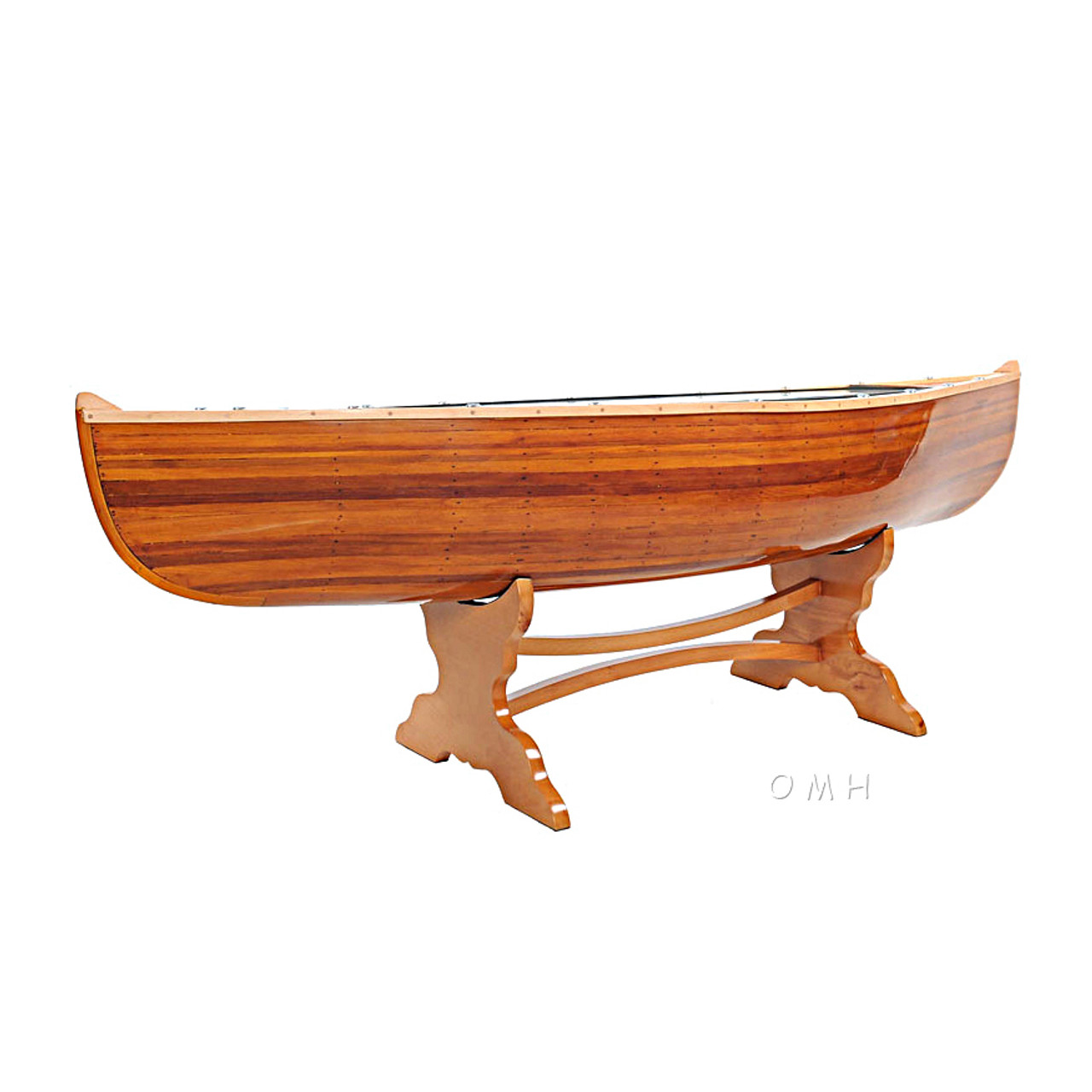 Canoe Coffee Table Glass Top 59" Cedar Wood Strip Built ...