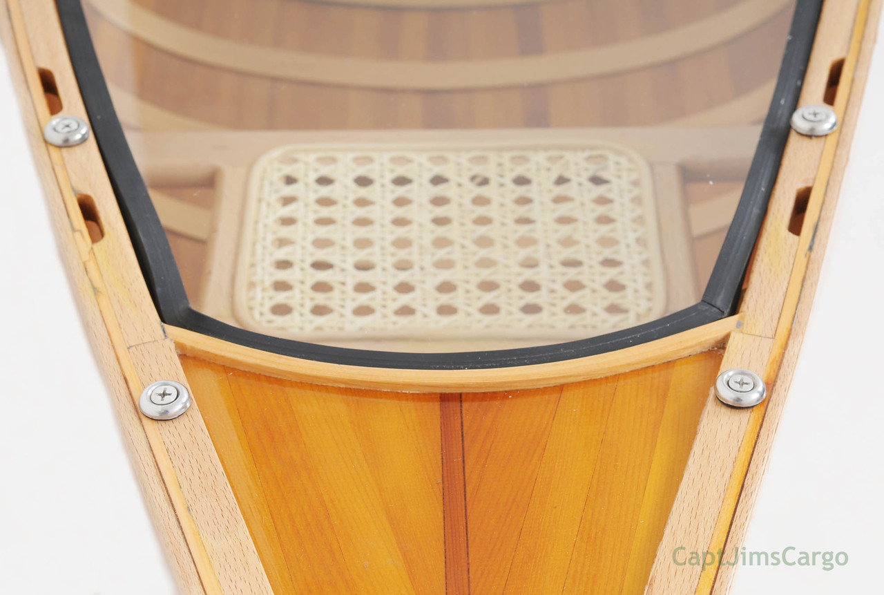 Canoe Coffee Table Glass Top 59" Cedar Wood Strip Built Boat Decor