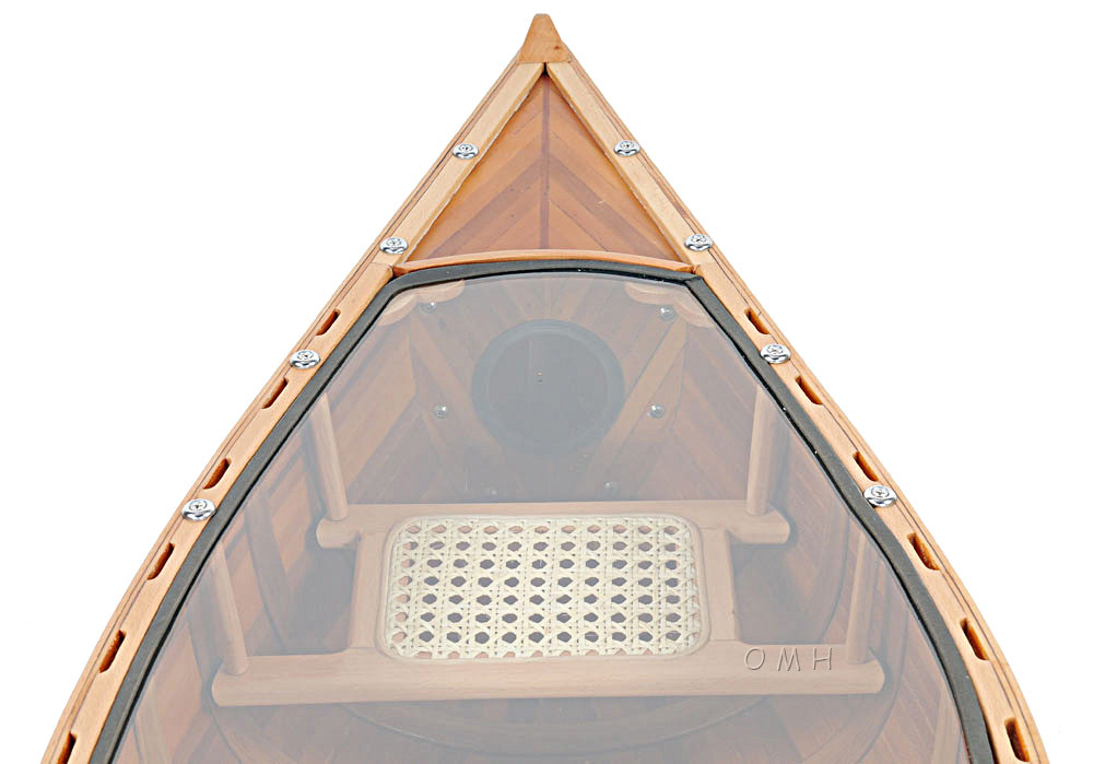 Canoe Coffee Table Glass Top 59" Cedar Wood Strip Built Boat Decor