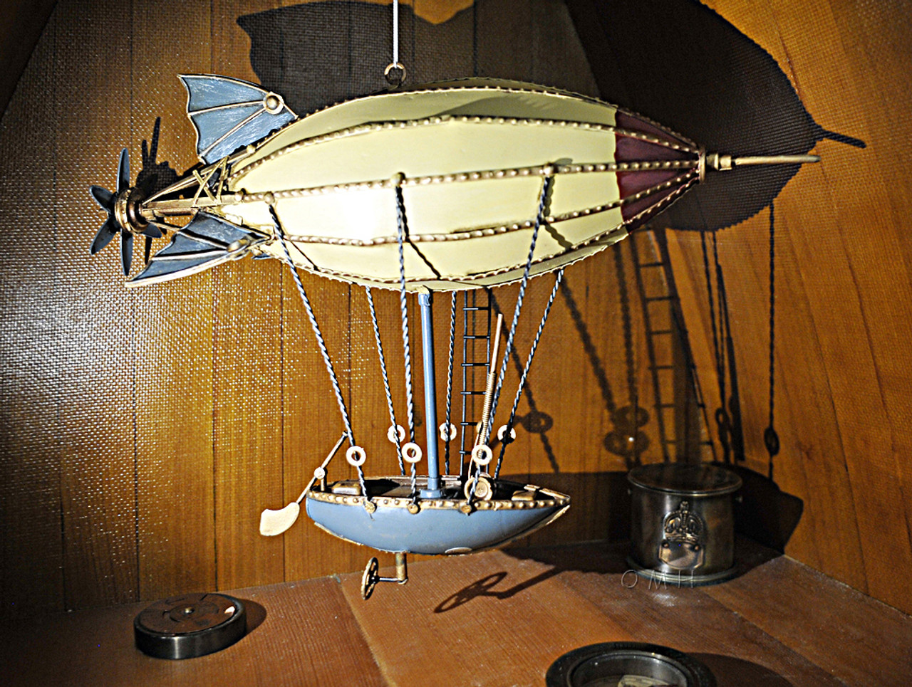 Steampunk Airship Model Metal Hot Air Balloon 14" Hanging Aviation Art 