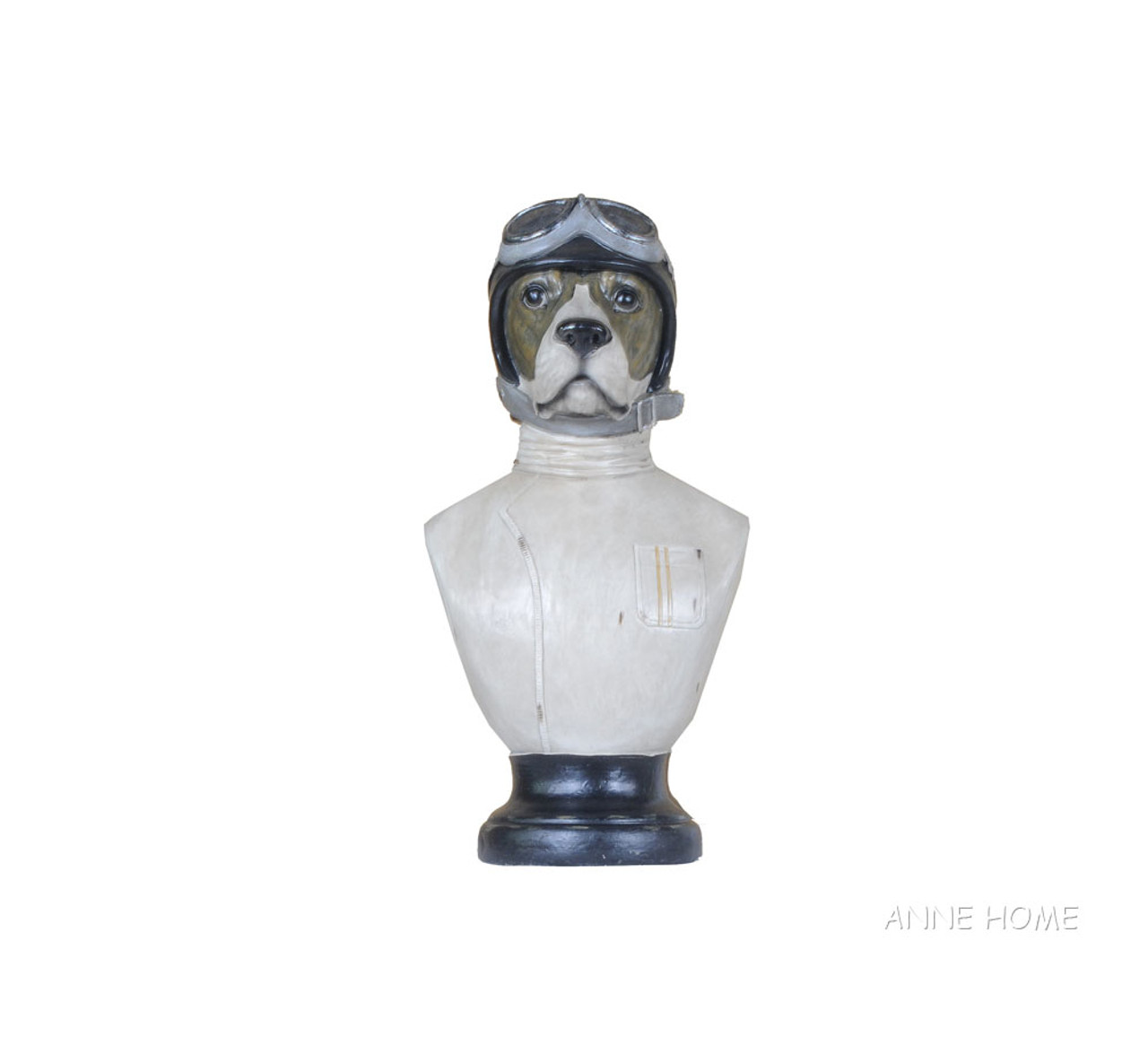 Aviator Dog Head Figurine Flying Hat Helmet Decor
