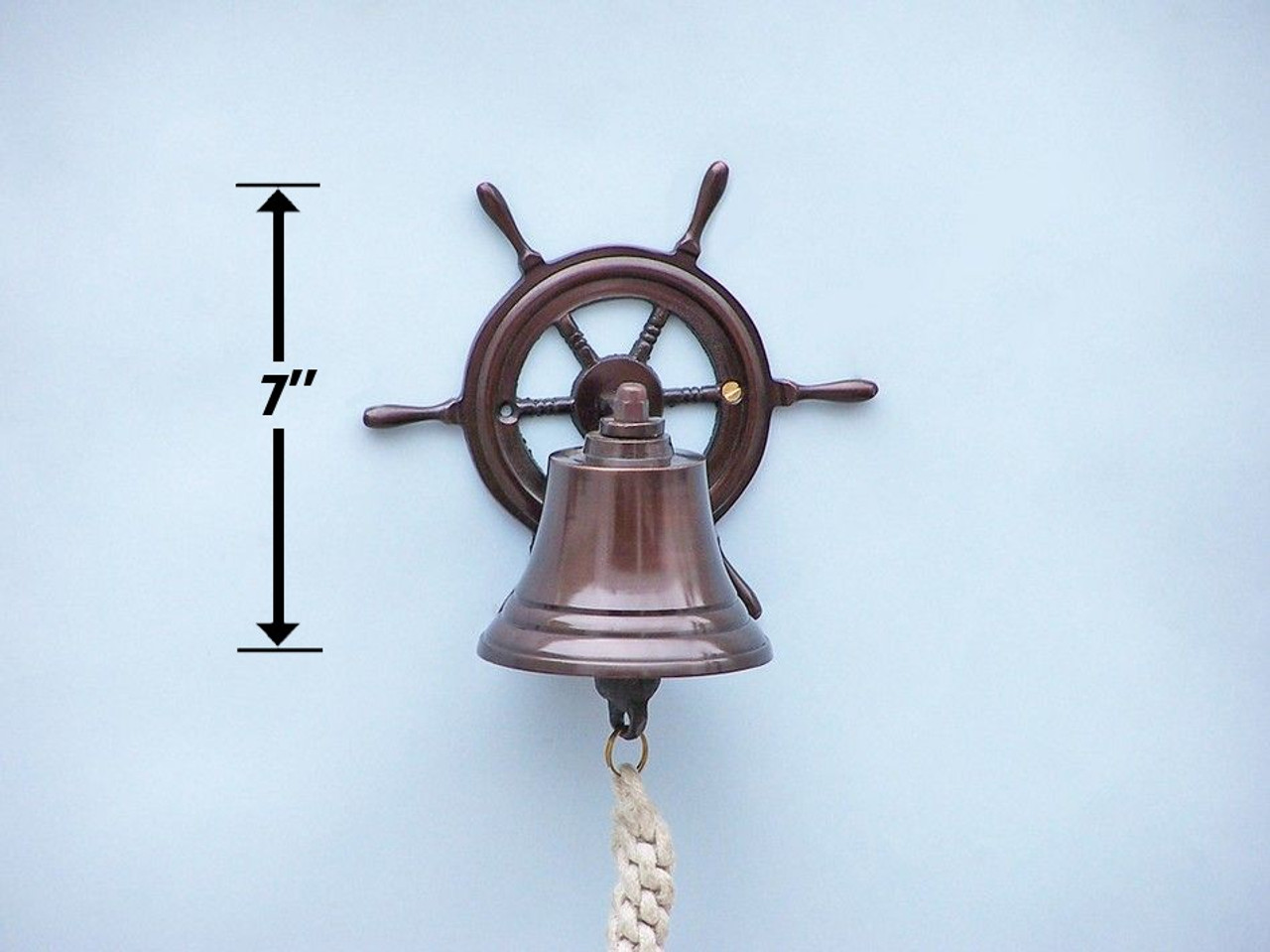 Copper Finish Cast Aluminum Bell Ships Wheel Bracket
