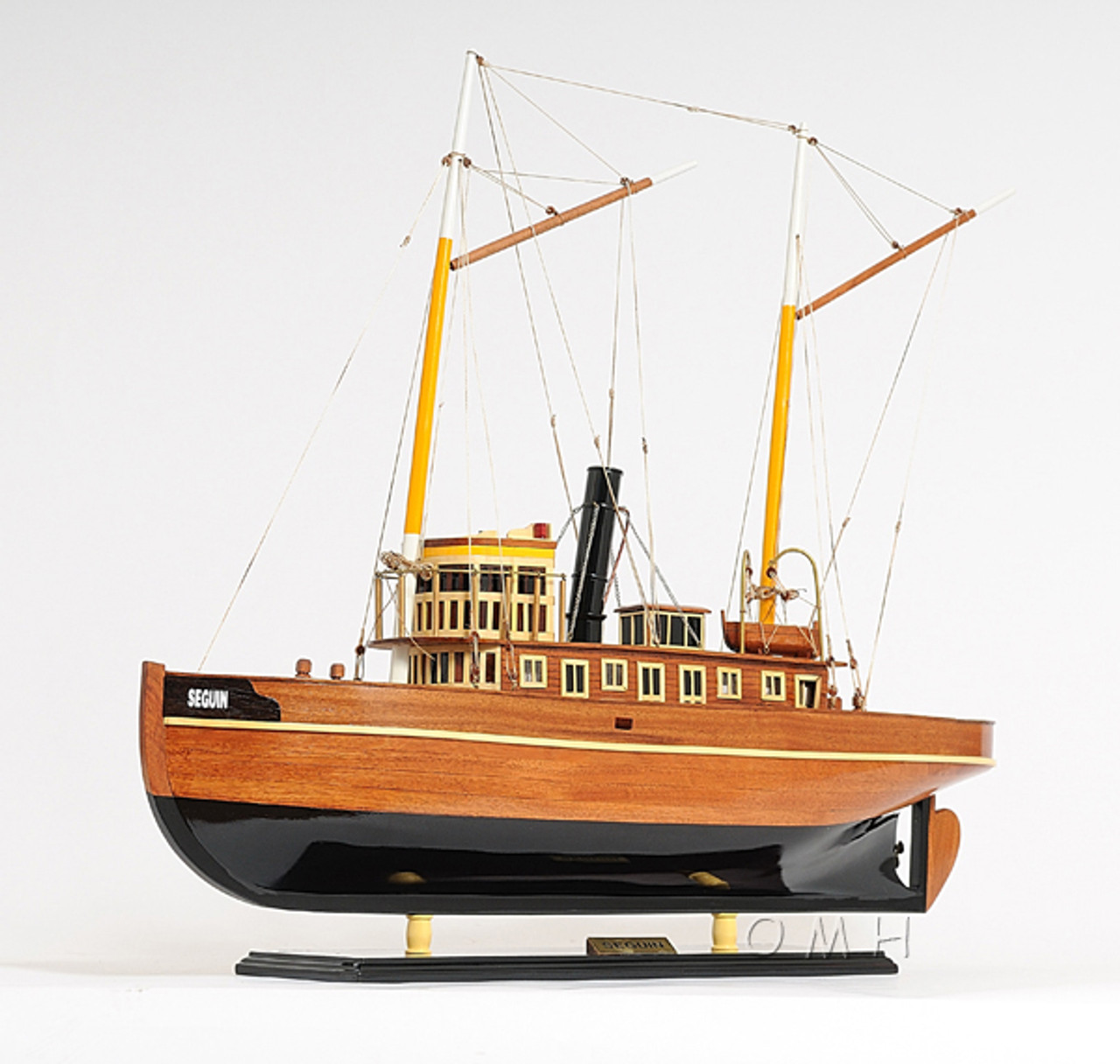 Handcrafted Seguin Tug Boat Wooden Model Towboat