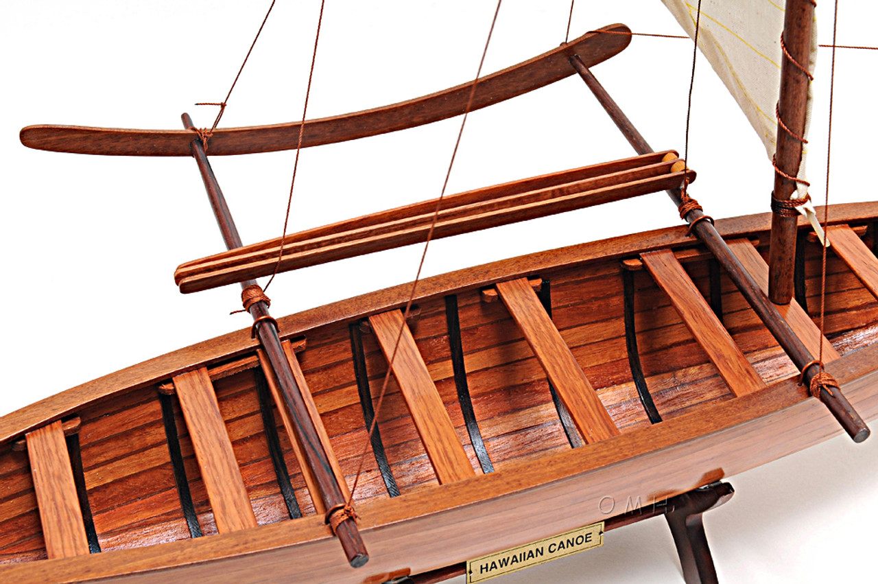 Hawaiian Outrigger Canoe Wooden Boat Model 25" Traditional 