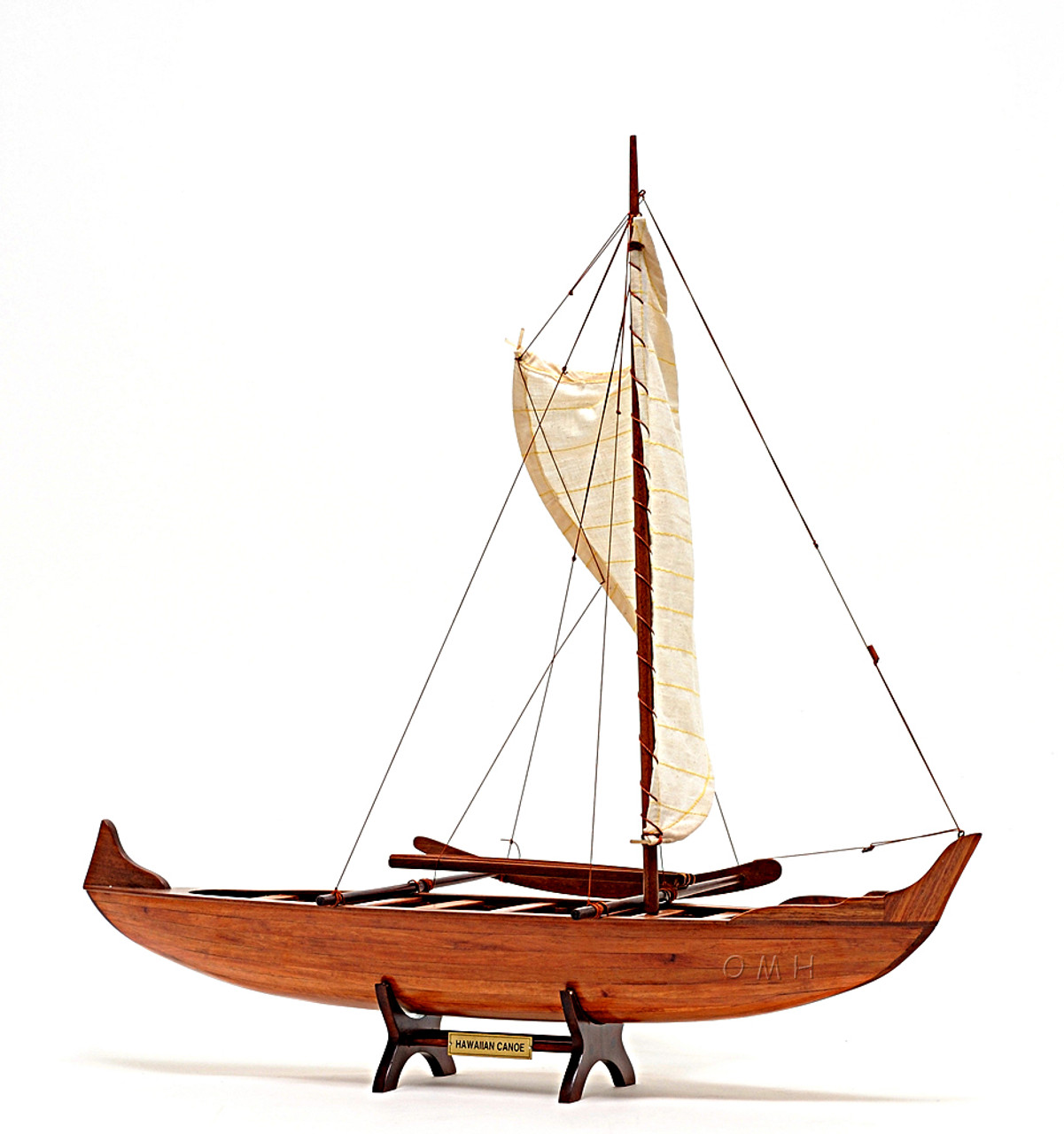 hawaiian outrigger canoe wooden boat model 25