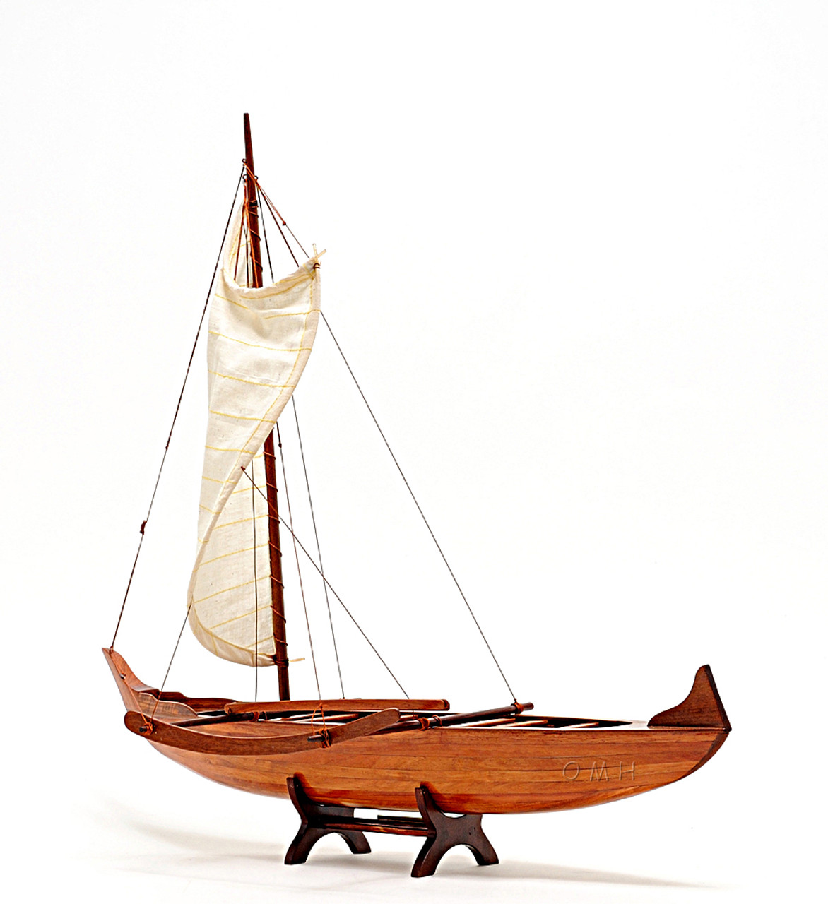 hawaiian outrigger canoe wooden boat model 25