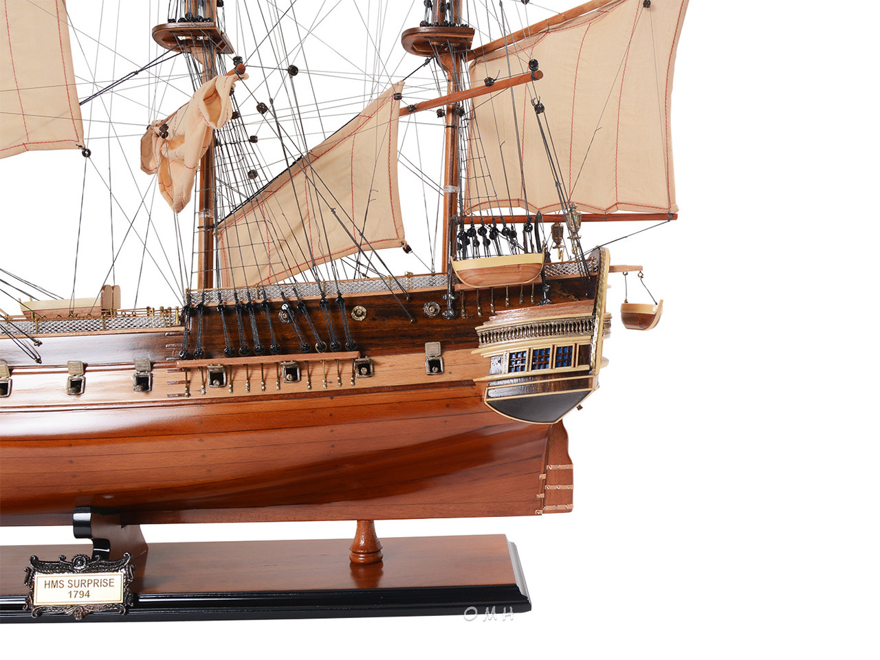HMS Surprise Tall Ship Model Table Top Display Case