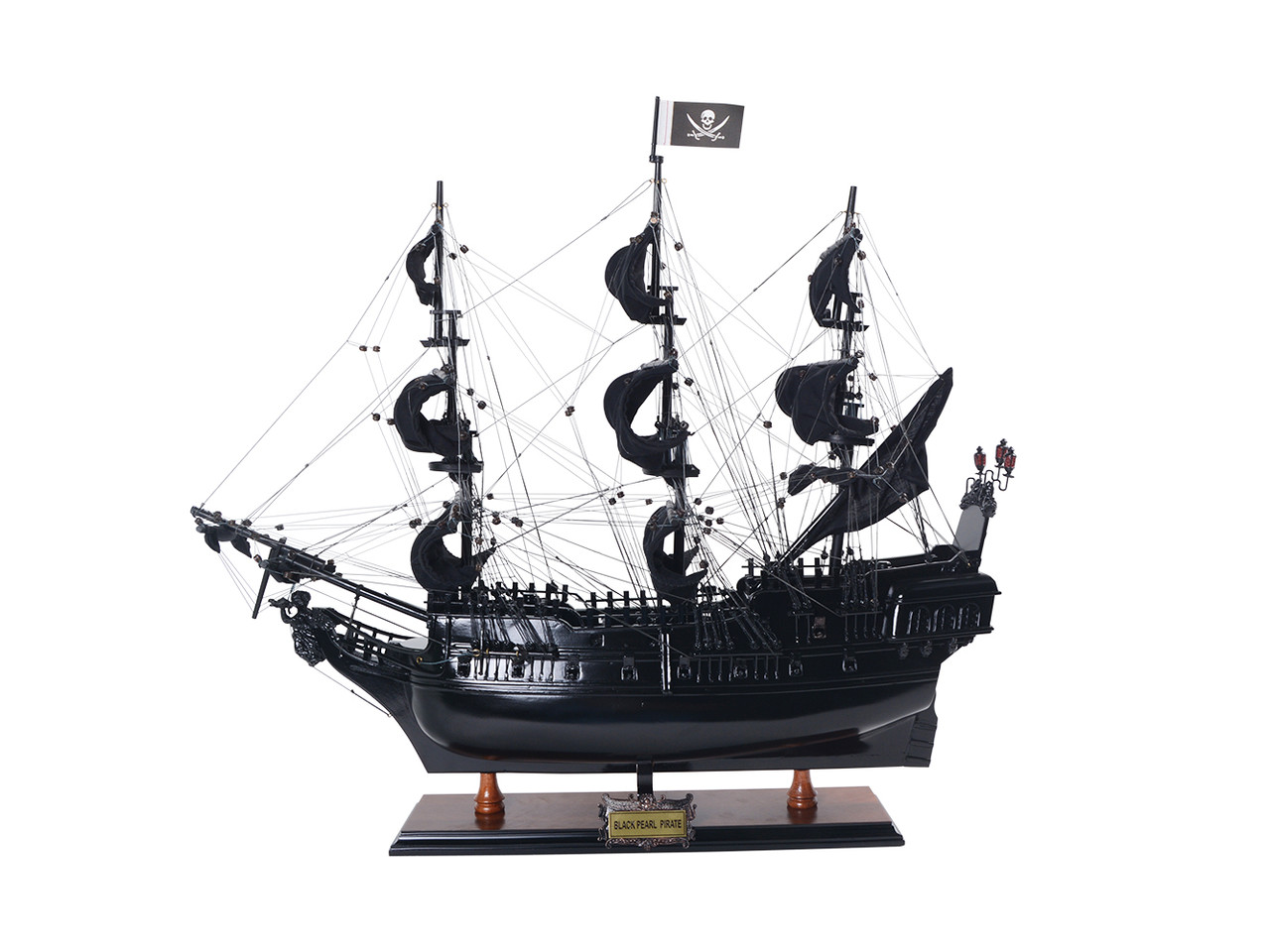 Black Pearl Pirate Ship Model Table Top Display Case