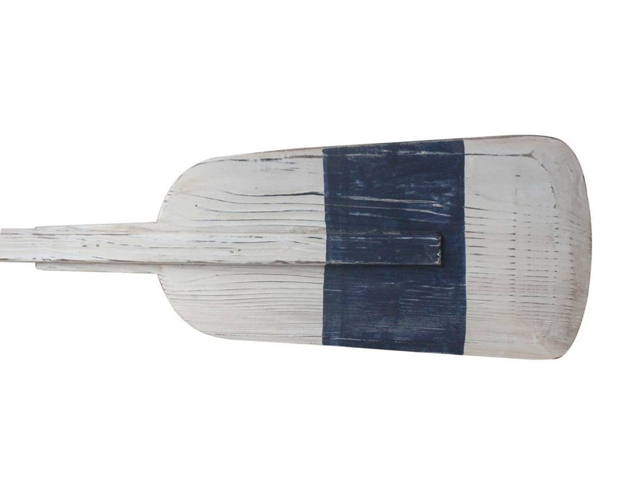Row Boat Oar Rustic White Blue Wooden Paddle Hooks