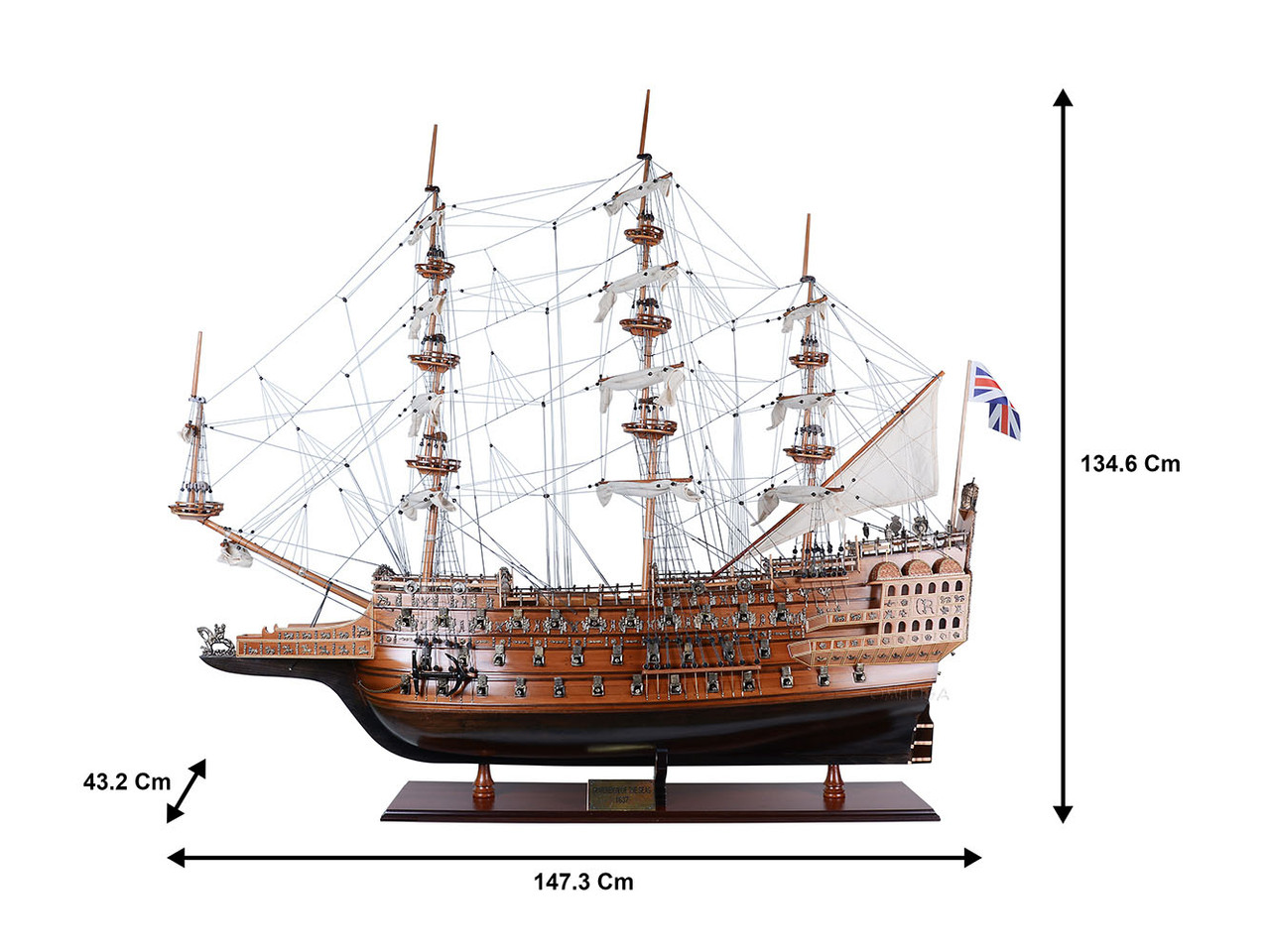 XL HMS Sovereign of the Seas 1637 Tall Ship Wood Model 58