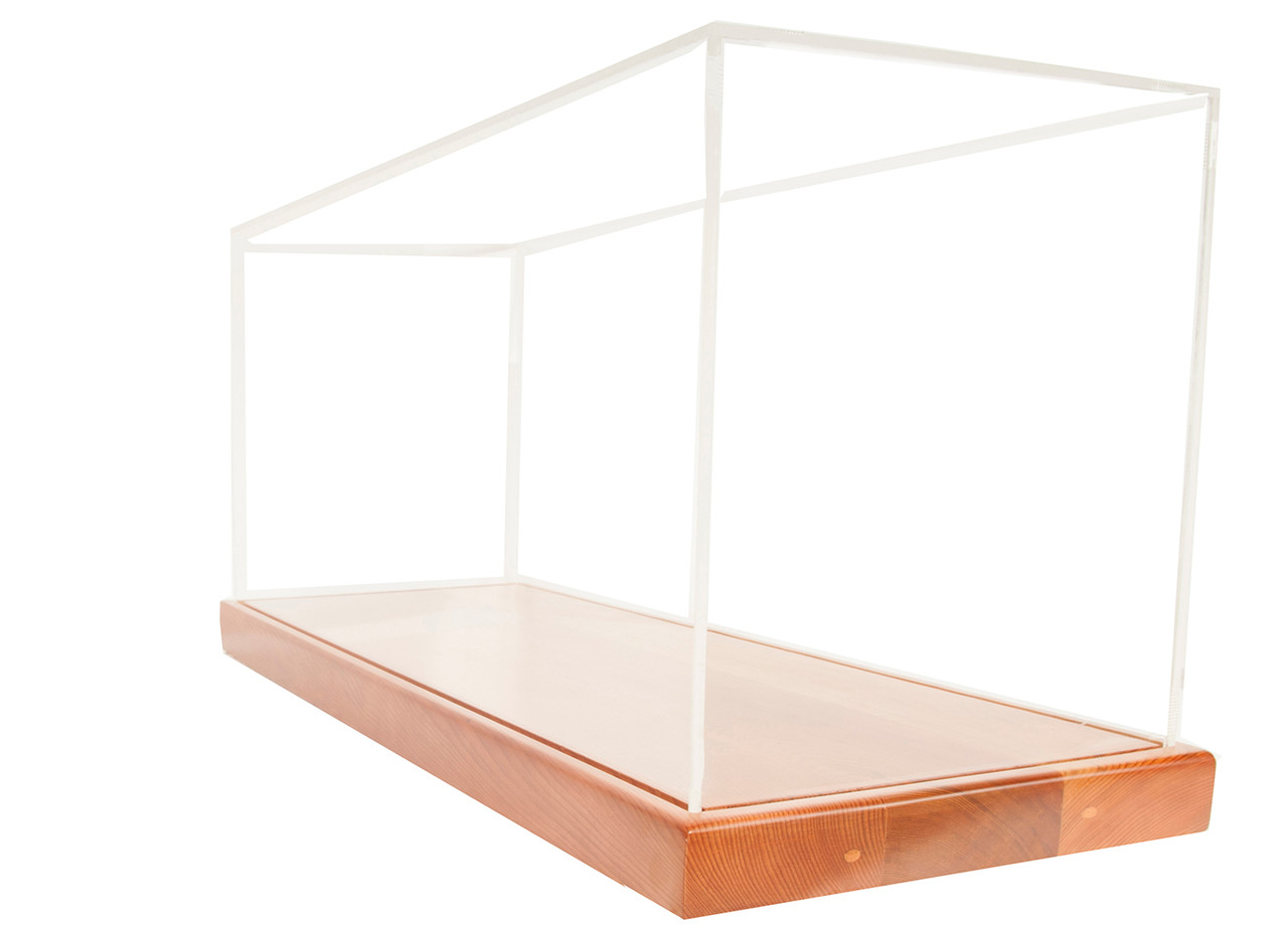 Table Top Speed Boat Model Display Case Wood Plexiglass