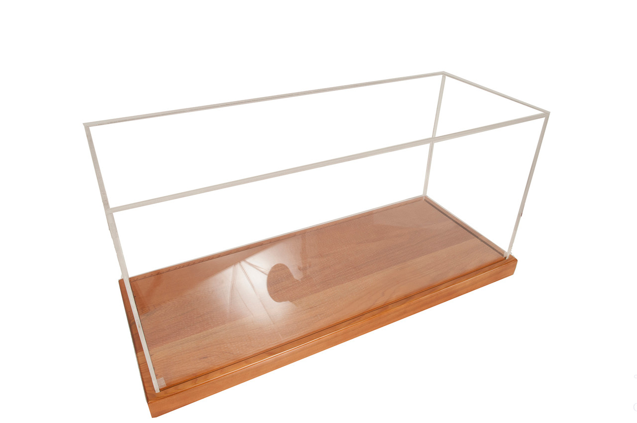 Table Top Speed Boat Model Display Case Wood Plexiglass