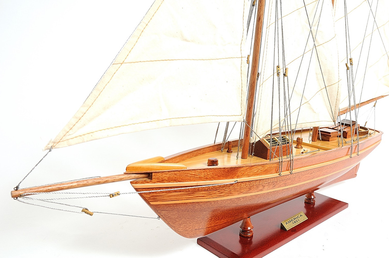 Yacht America Sailboat Fully Rigged Assembled Wood Model