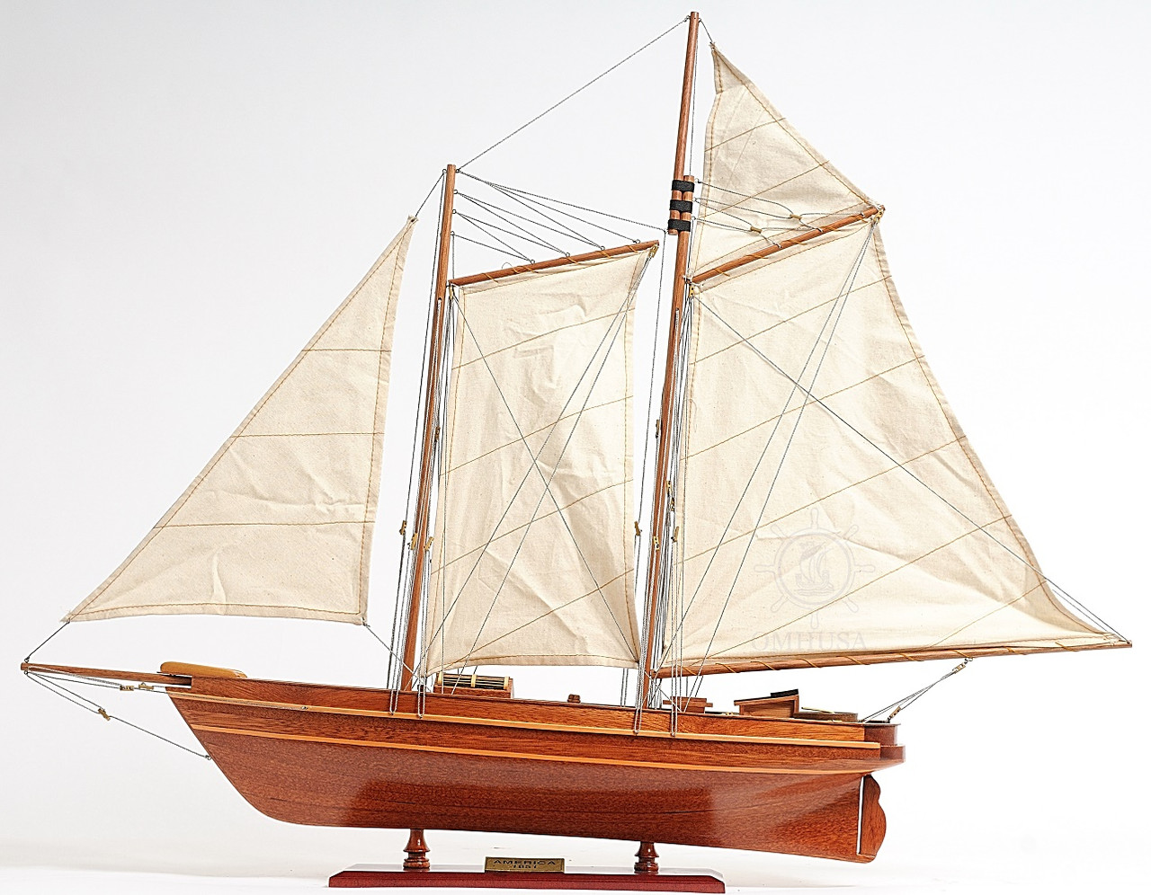 Yacht America Sailboat Fully Rigged Assembled Wood Model