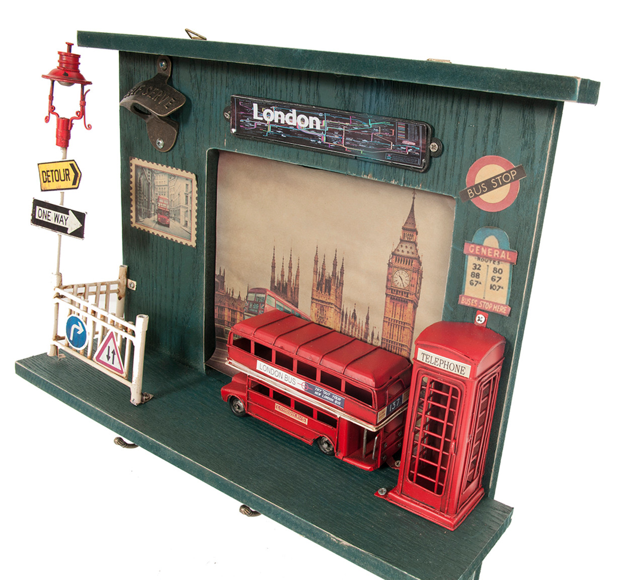 Double Decker London Bus Bottle Opener Key Holder Rack