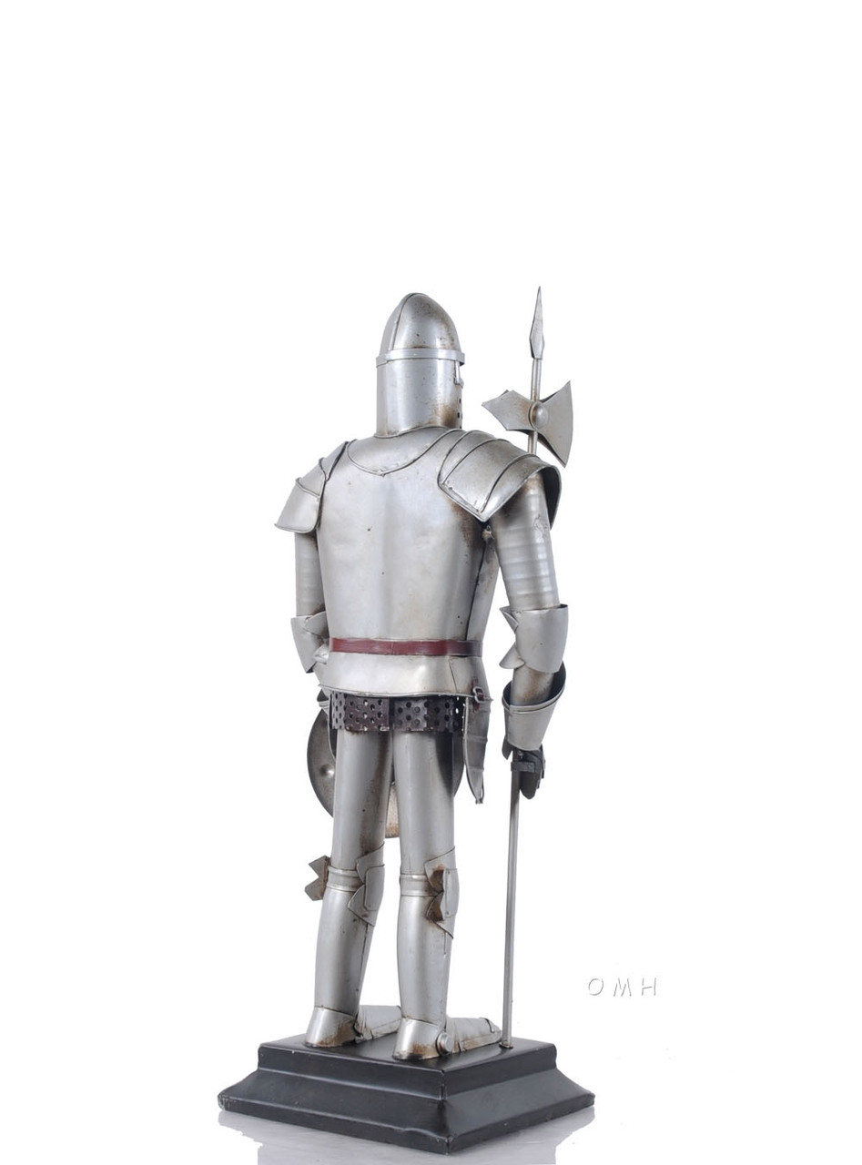 Medieval Knight Suit Of Plate Armor Statue Halberd Metal Model