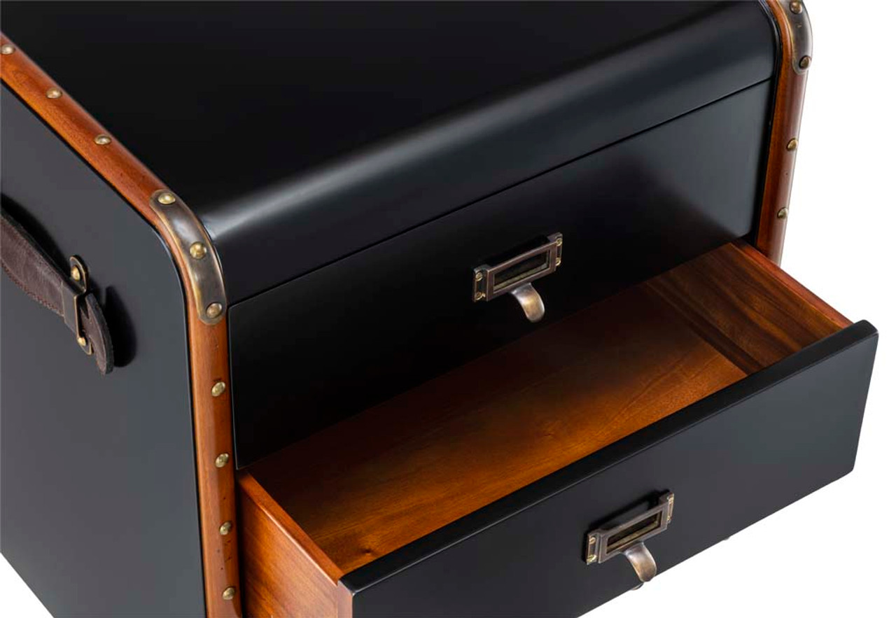 Stateroom Chest of Drawers Small Black Steamer Travel Trunk