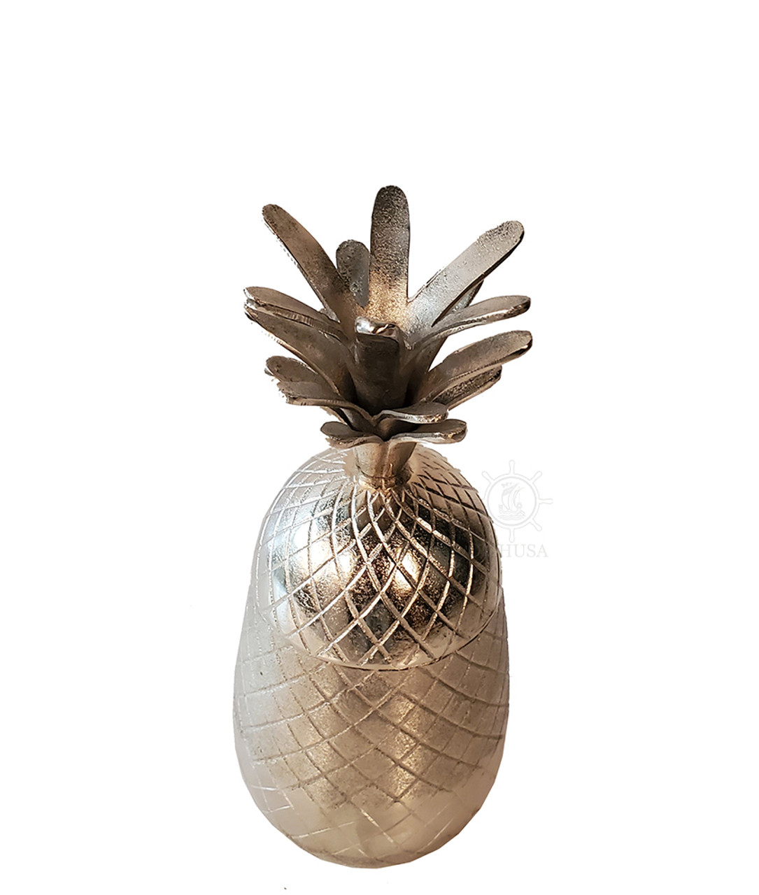 Large Pineapple Silver Figurine Sculpture Accessory Home Decor