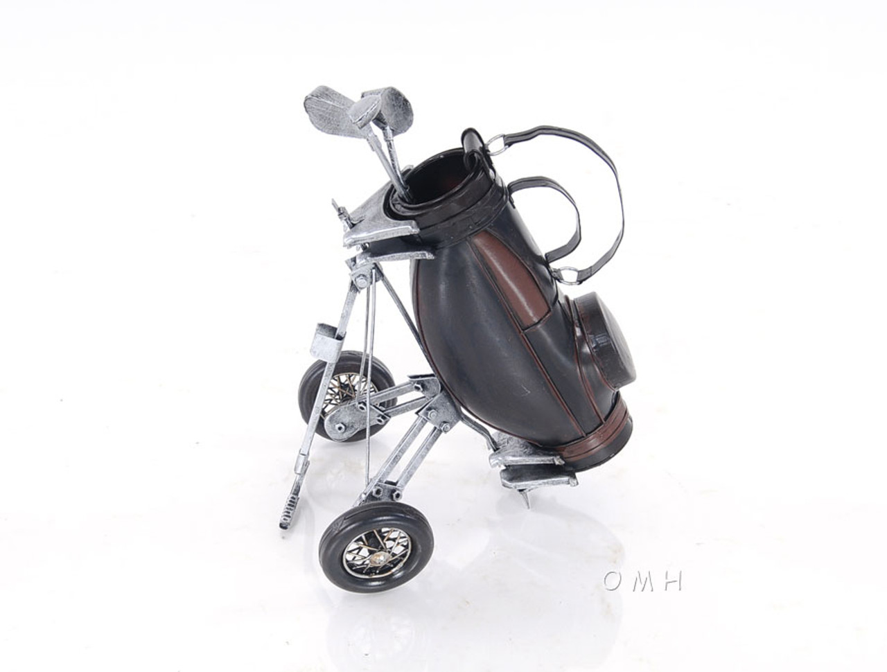 Golf Club Carry Cart Bag Stand Wheels Model Figurine