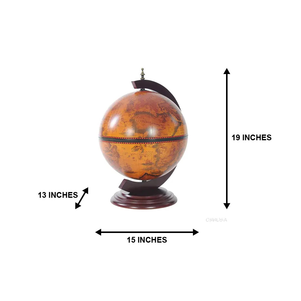 Chess Board Set Pieces Hidden Table Top Old World Globe