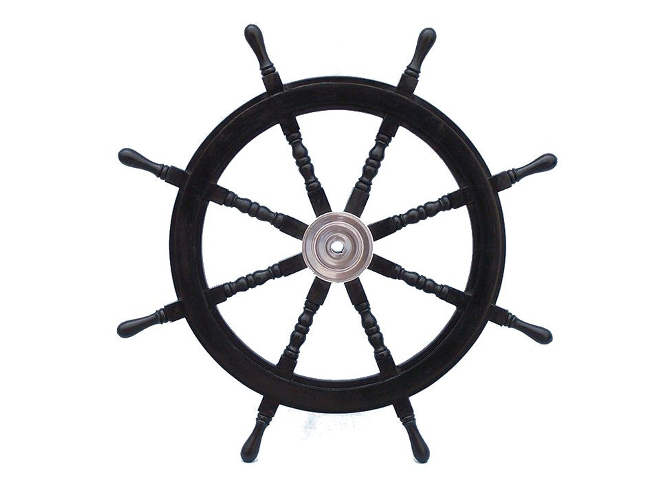 Black Ships Steering Wheel Chrome Hub Pirate Decor