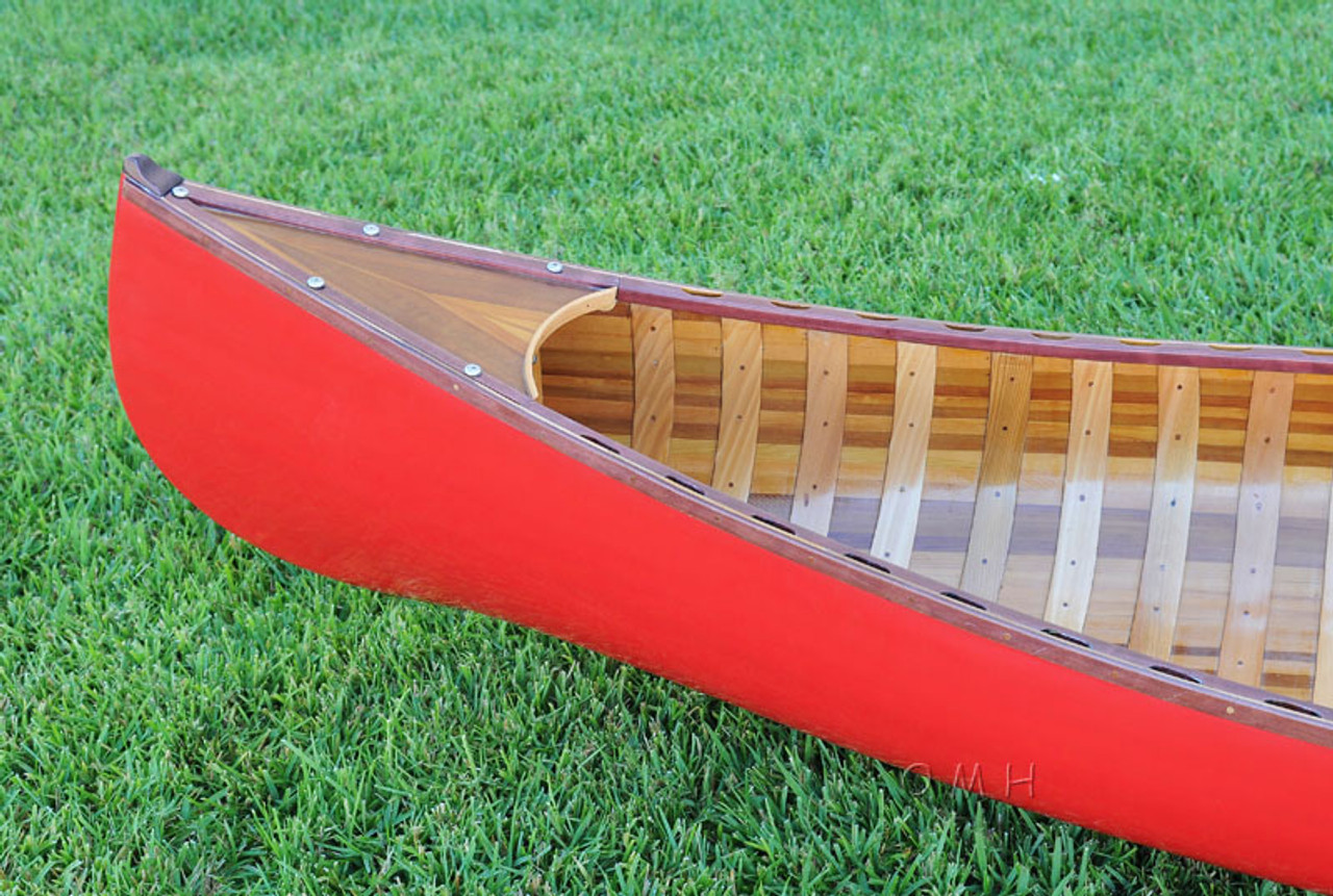 Large Display Red Cedar Strip Built Canoe Wooden Model Boat