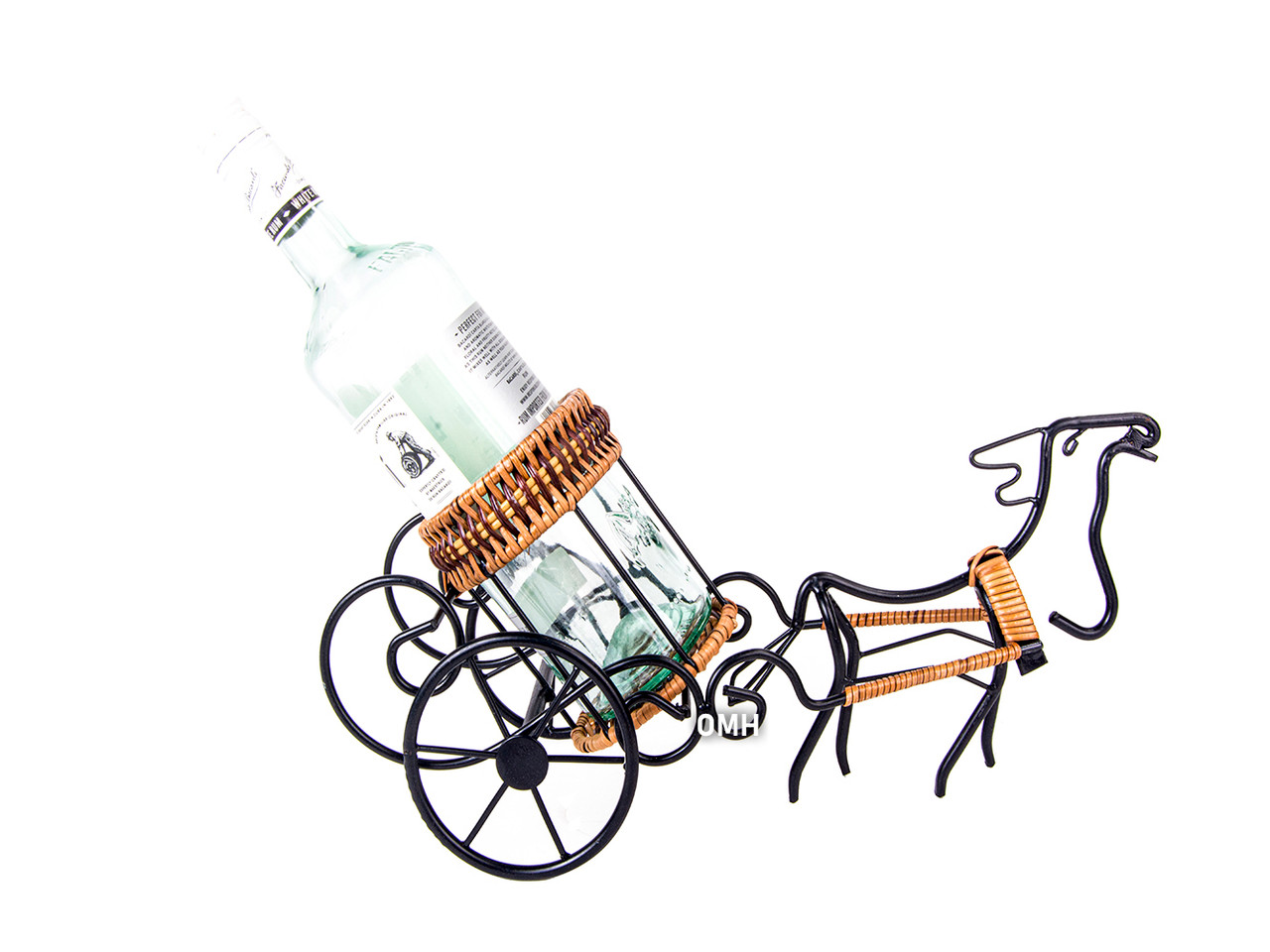 Moose Drawn Carriage Single Wine Bottle Holder Metal Display