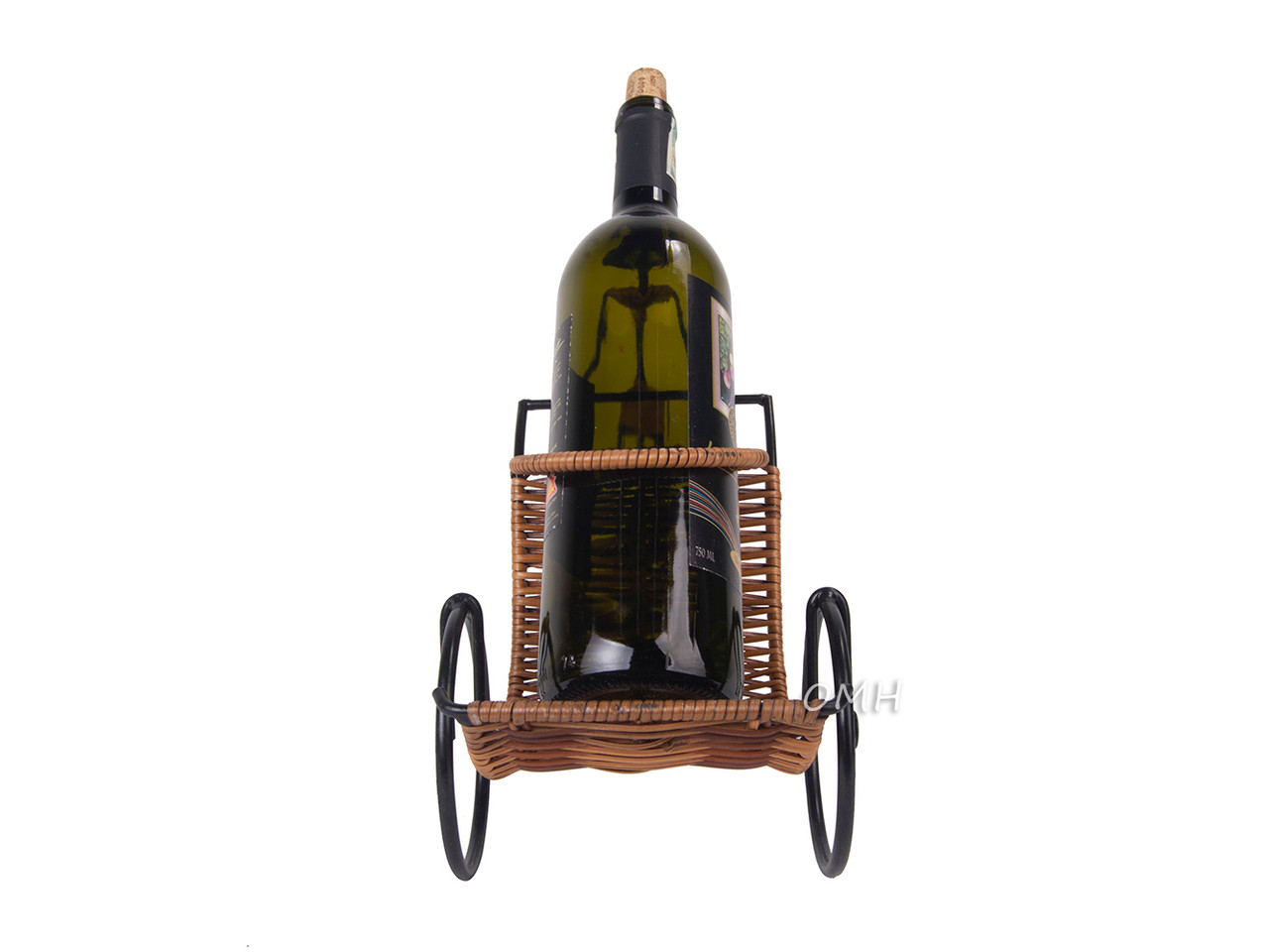 Asian Cyclist Rickshaw Single Wine Bottle Holder Display Oriental Decor