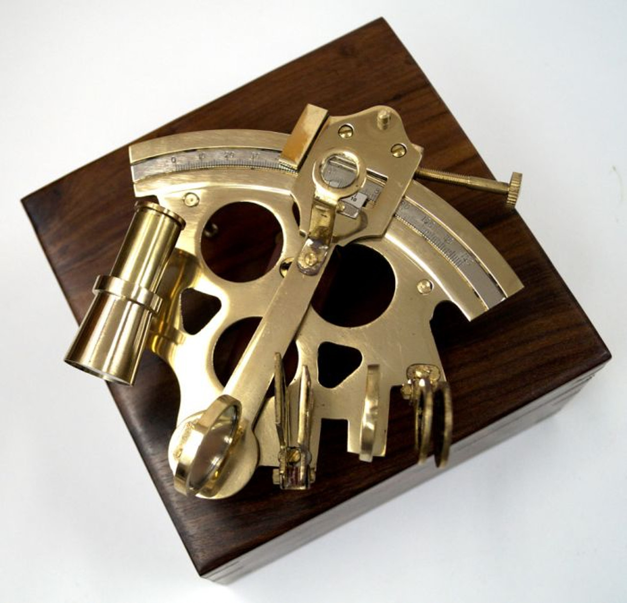 Nautical Solid Brass Sextant 6 w/ Wooden Case Marine Astrolabe -  CaptJimsCargo