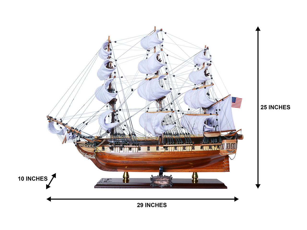 USS Constitution Full Crooked Sails Model Limited Edition
