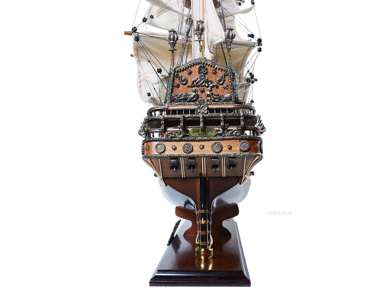 San Felipe Full Blowing Sails Wood Ship Model 28