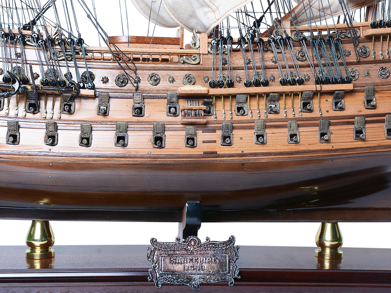 San Felipe Full Blowing Sails Wood Ship Model 28