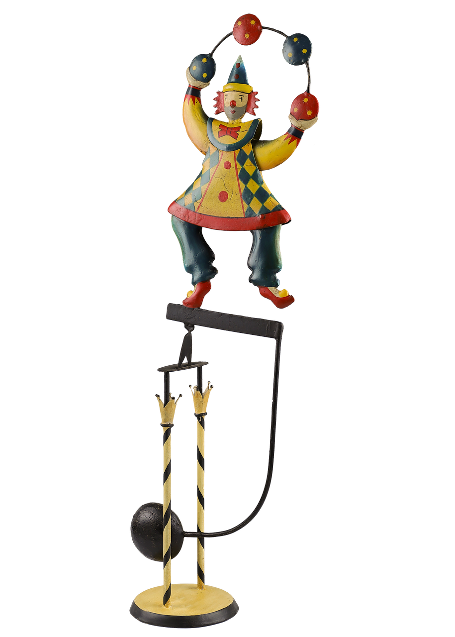 Circus Clown Classic Sky Hook Teeter Totter Folk Art Toy