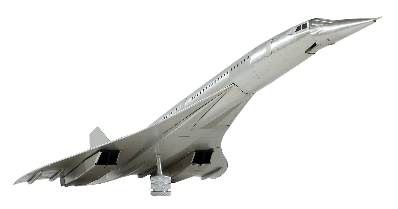 Concorde British Airways Airliner Model 34" Wooden Stand Aluminum Airplane
