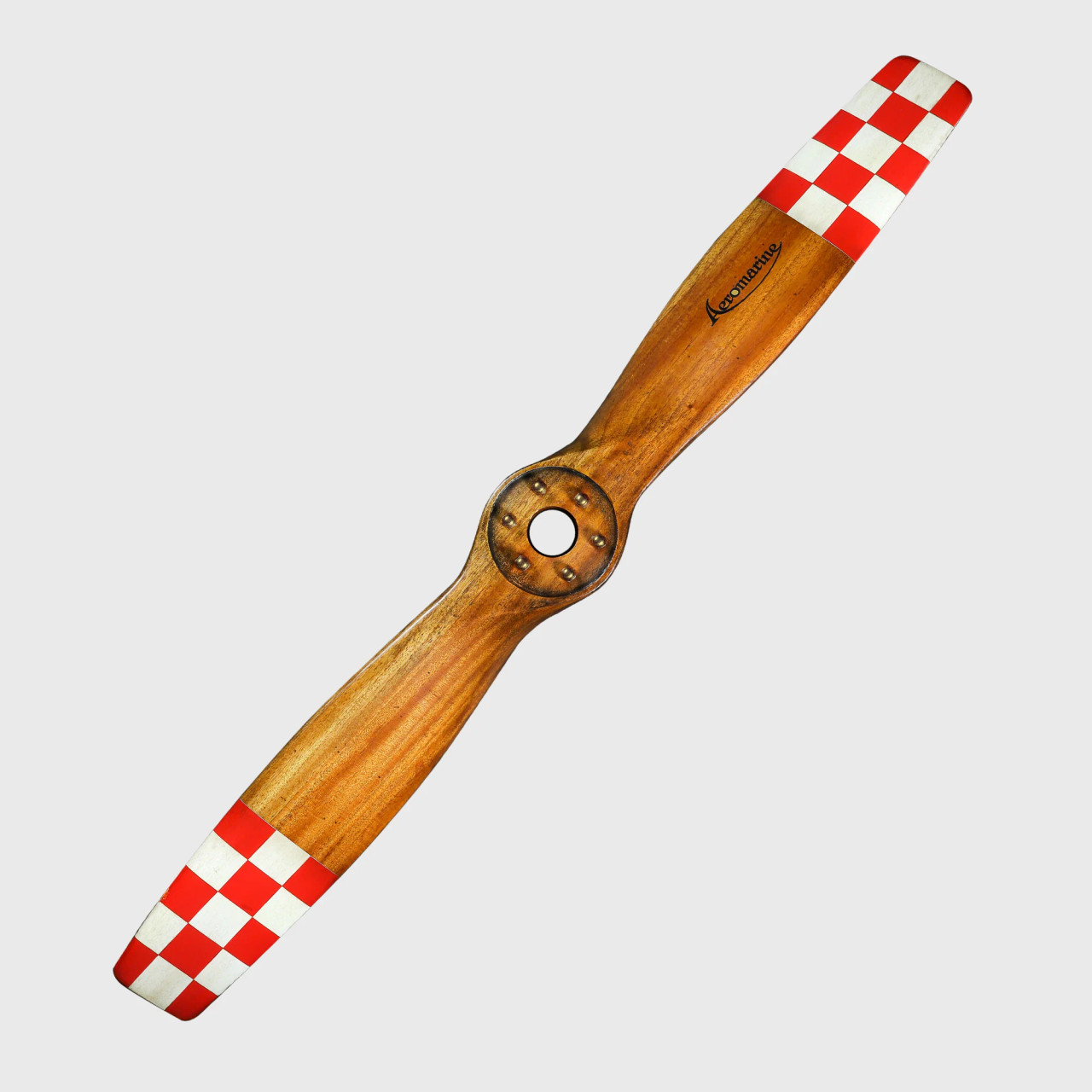 Aeromarine Red Checkered Flag WWI Wood Propeller Airplane Decor