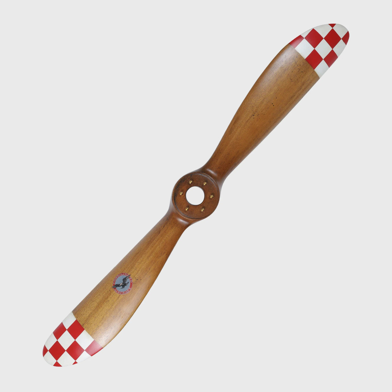 WWI Wood Propeller Consolidated Aircraft Red Checkered Flag Aviation