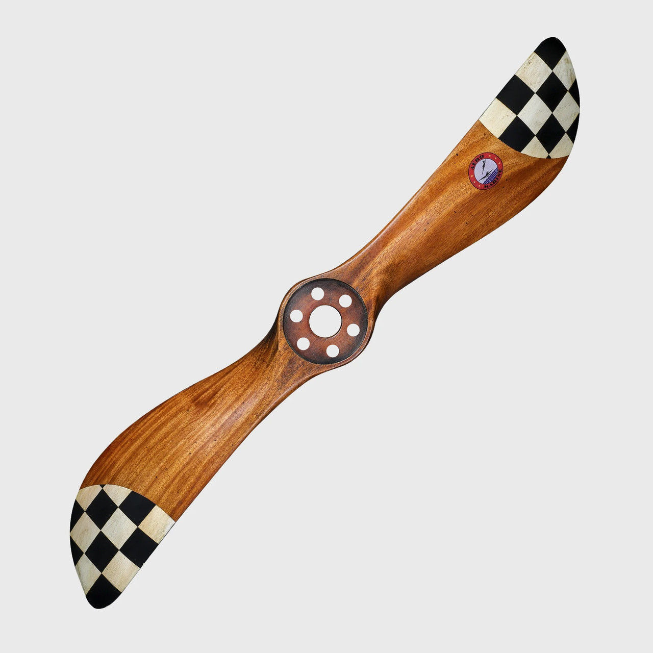 Aeromarine Black Checkered Flag WWI Wood Propeller Aviation Decor