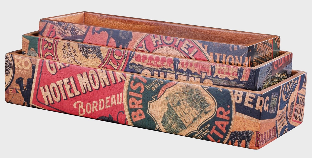 Desktop Hotel Label Trays Mahogany Leather Office Desk Organizer