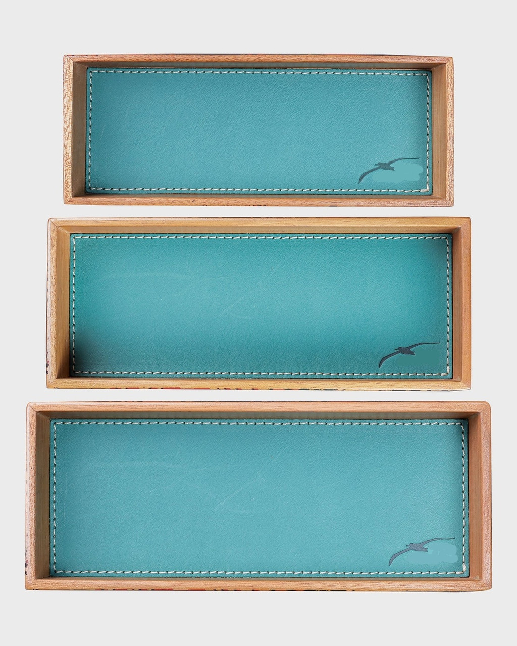 Desktop Hotel Label Trays Mahogany Leather Office Desk Organizer