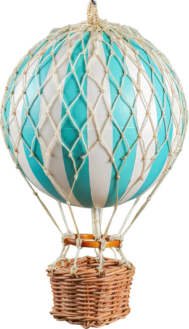 Hot Air Balloon Model White Light Blue Stripes Hanging Decor