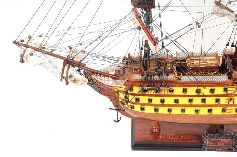 Painted HMS Victory British Navy Tall Ship Model Nelsons Flagship