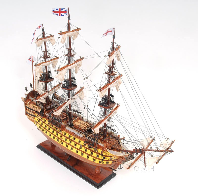 Painted HMS Victory British Navy Tall Ship Model Nelsons Flagship