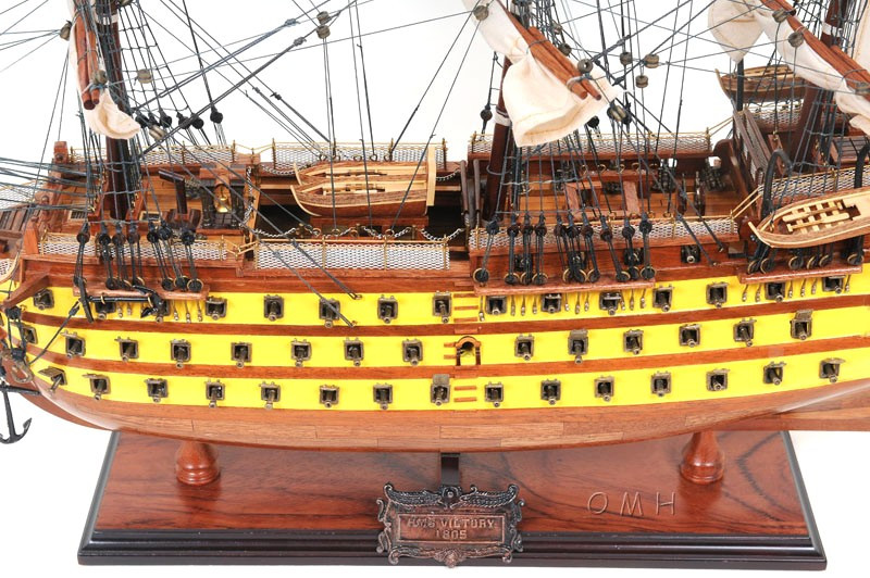 Painted HMS Victory British Navy Tall Ship Model Nelsons Flagship