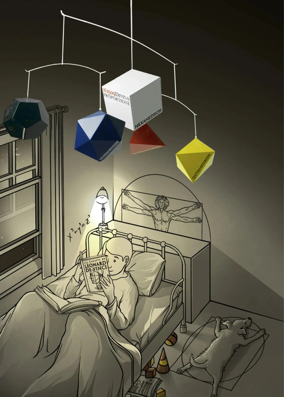 Geometric Platonic Geometry Mobile Leonardo da Vinci Hanging Decor