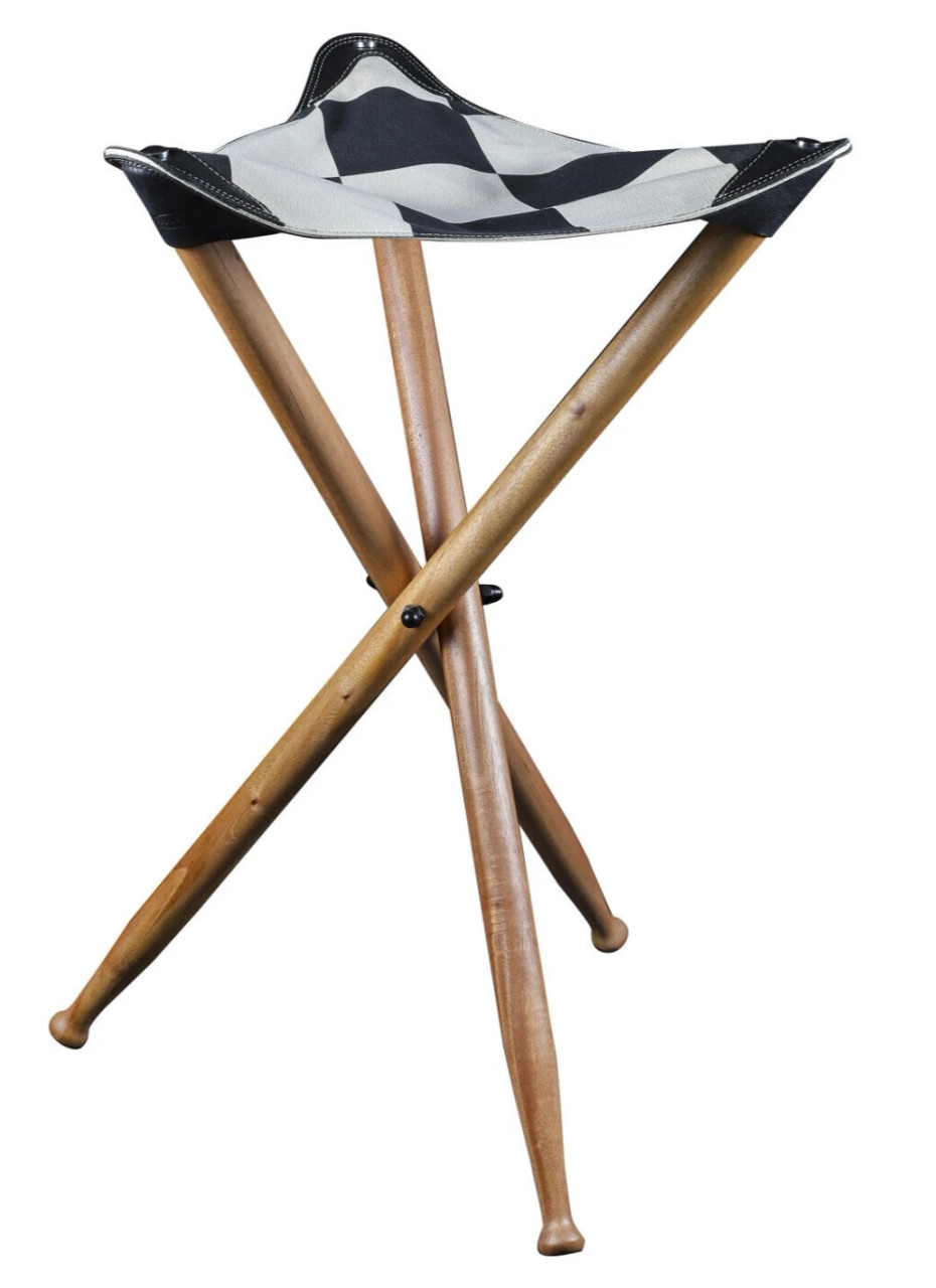 Checkered Flag Portable Tripod Stool Camping Seat Folding Chair