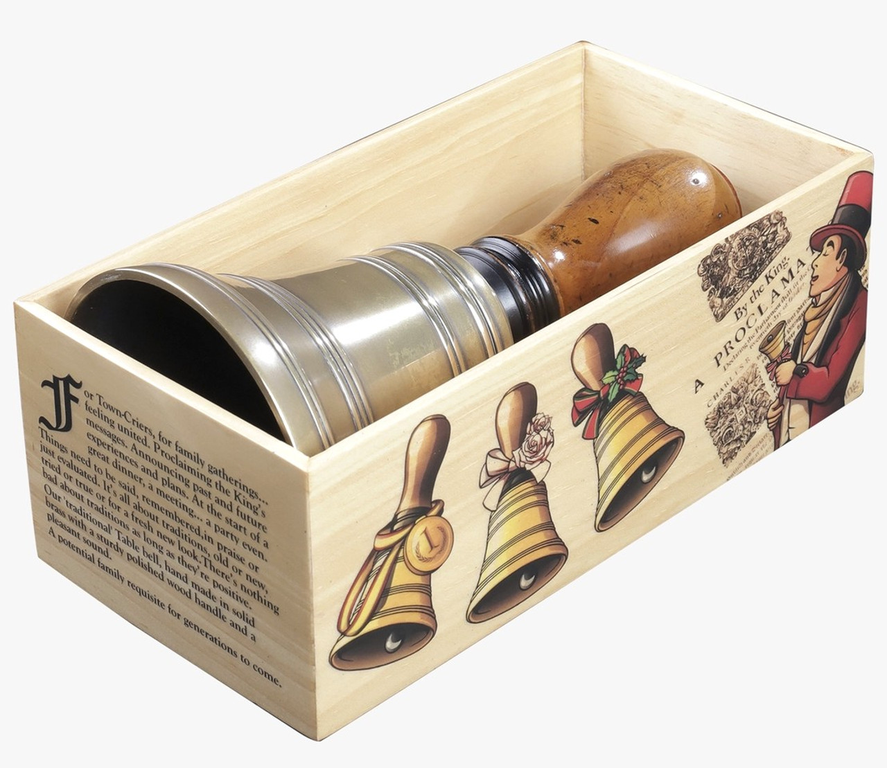 Festive Hand Bell Brass Wood Handle Gift Boxed Holiday Festive Hand Bell Brass Wood Handle Gift Boxed Holiday
